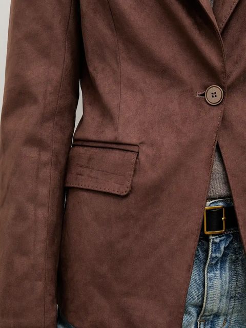 Answear.LAB marynarka kolor brązowy jednorzędowa gładka - zdjęcie produktu nr 2