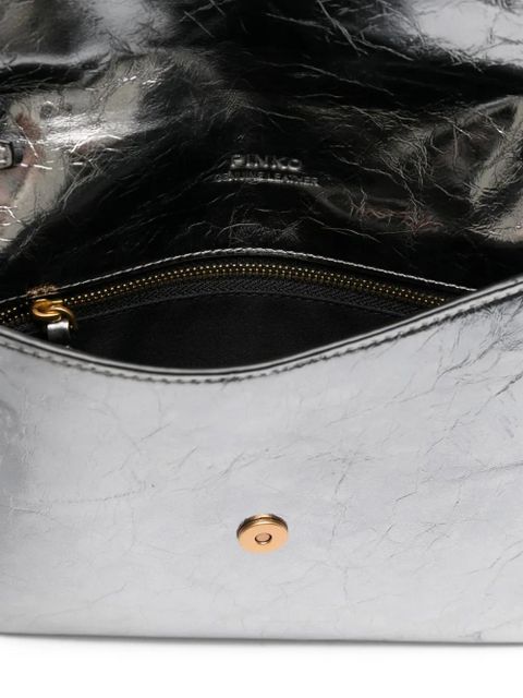 PINKO small metallic-leather flap clutch - Grey