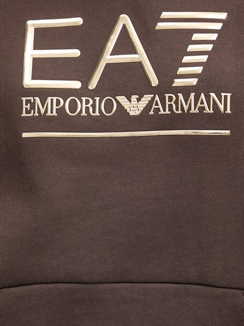 EA7 Emporio Armani bluza damska kolor brązowy z kapturem z aplikacją AF10377-7W000422