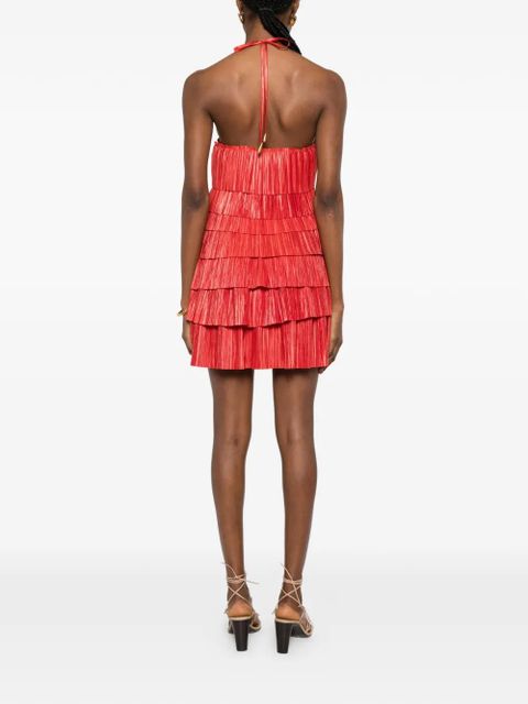 Cult Gaia tiered plissé-effect dress