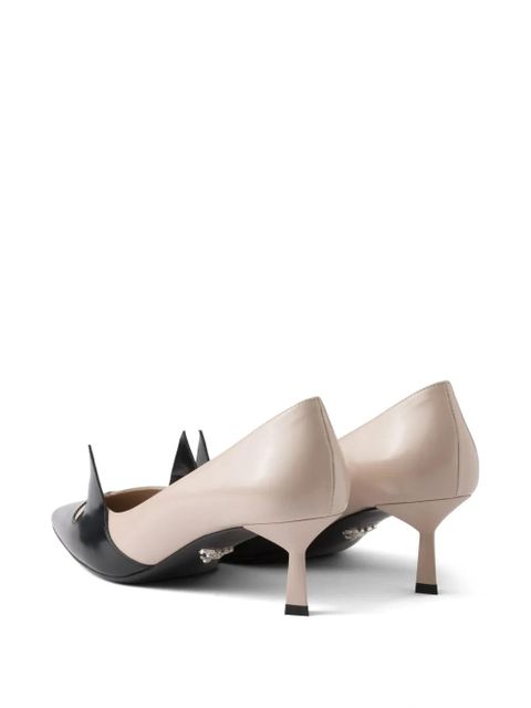 Prada 55mm two-tone brushed-leather pumps - Pink