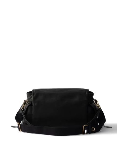 Prada logo leather shoulder bag - Black