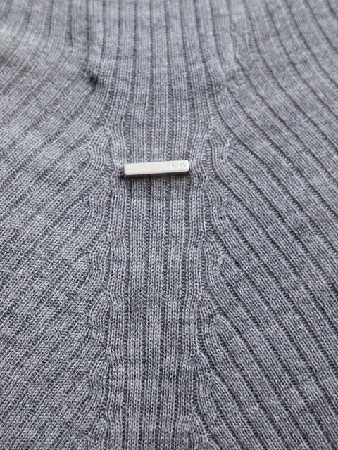 BOSS sweter wełniany damski kolor szary lekki z półgolfem 50549166