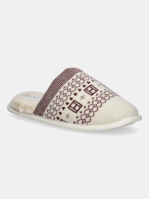 Tommy Hilfiger kapcie TH GRAPHIC HOUSE SHOE TRIAL kolor beżowy FW0FW09062