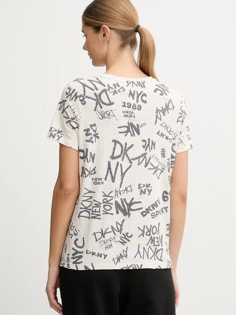 Dkny t-shirt bawełniany TOMPKINS TEES damski kolor beżowy DP5T1330