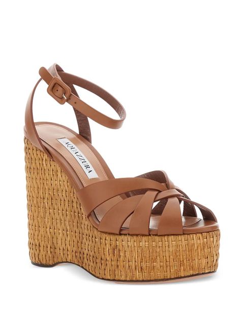 Aquazzura Copacabana woven wedge-heel sandals - Brown