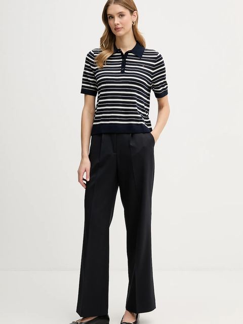 Tommy Hilfiger sweter z dodatkiem wełny damski kolor granatowy lekki WW0WW48450 - zdjęcie produktu nr 2