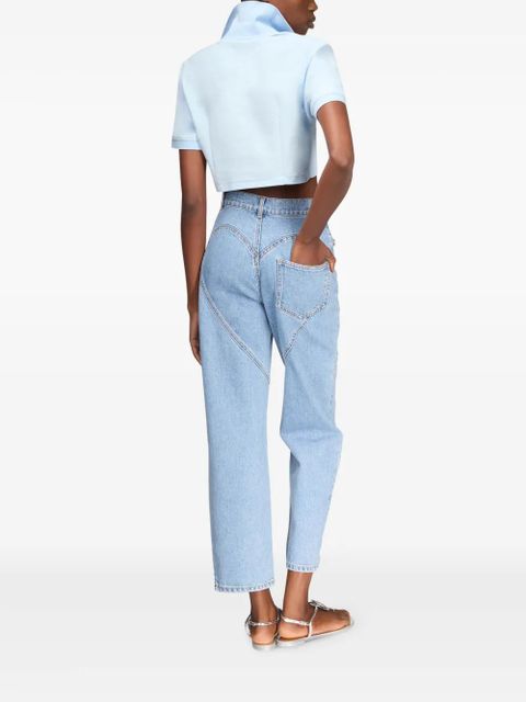 AREA crystal-embellished cropped polo - Blue - zdjęcie produktu nr 2