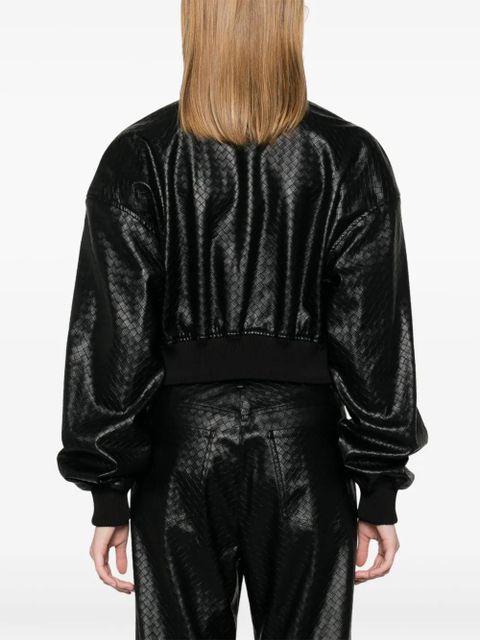 ROTATE BIRGER CHRISTENSEN braided cropped bomber jacket - Black