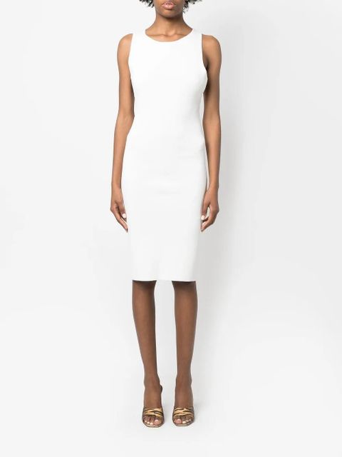 Yves Salomon ribbed cross-strap midi dress - White