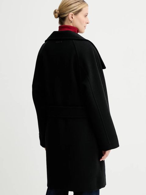 Calvin Klein płaszcz z wełną kolor czarny LV044D557G