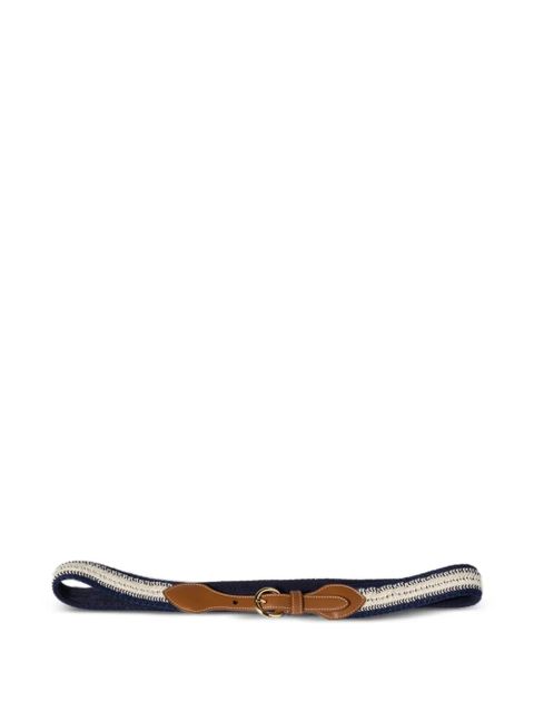 Miu Miu leather and cotton crochet belt - Blue - zdjęcie produktu nr 1