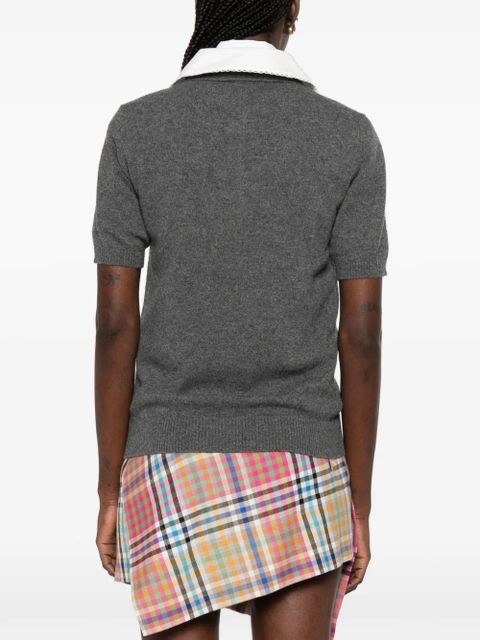 Miu Miu scalloped-collar polo sweater - Grey