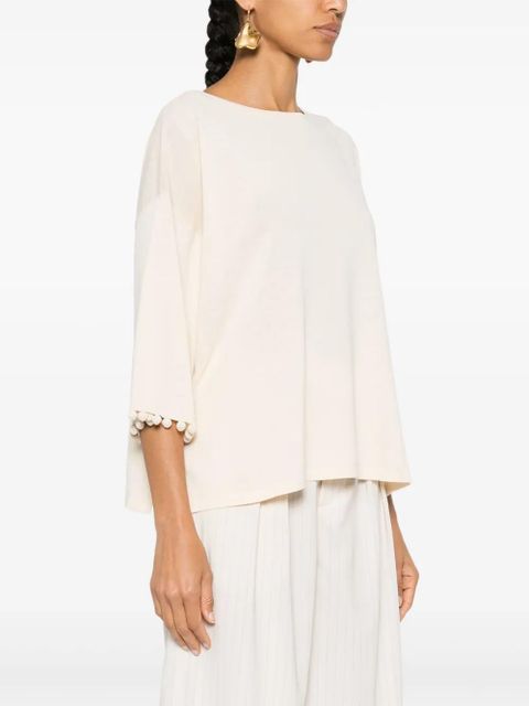 Max Mara Neottia pendant-detail cotton jumper - Neutrals