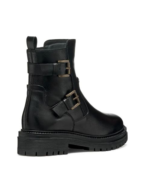 Geox botki skórzane D IRIDEA damskie kolor czarny na płaskim obcasie D36HRC 00043 C9999