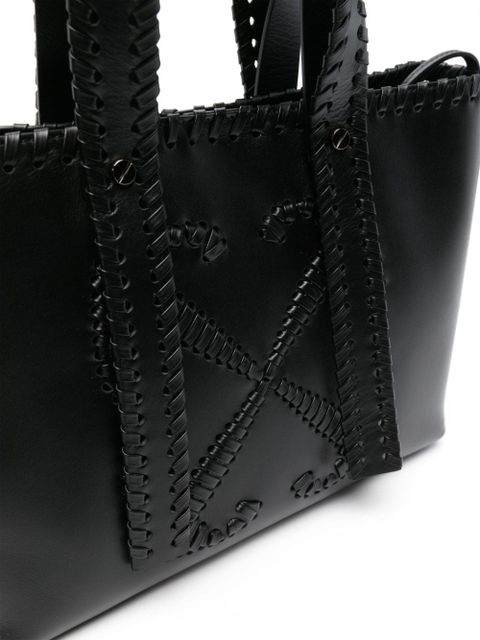 Off-White Arrows-stitch leather tote bag - Black