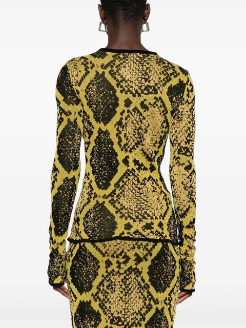 The Attico snakeskin-intarsia cardigan - Yellow
