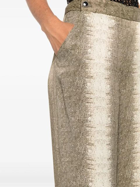 TWINSET lizard-skin effect satin trousers - Brown