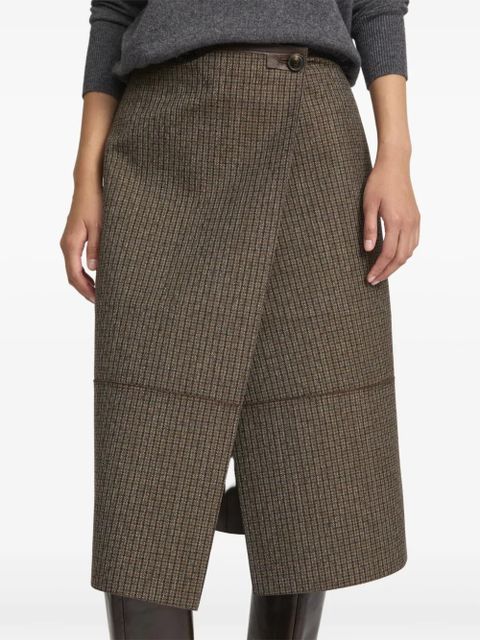 Yves Salomon leather wrap midi skirt - Brown