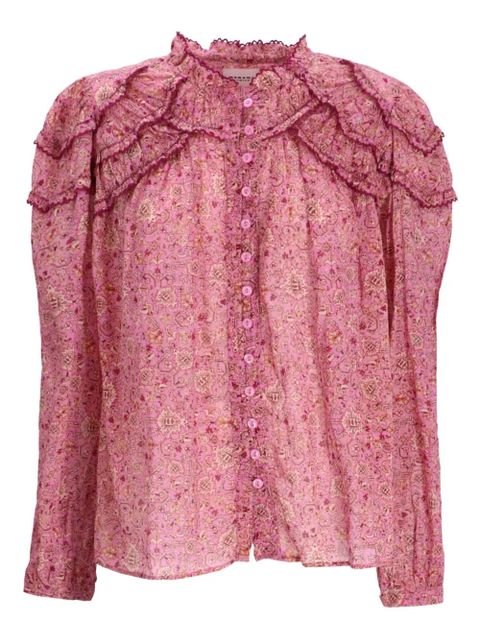 ISABEL MARANT ruffled-detail printed blouse - Pink - zdjęcie produktu nr 1