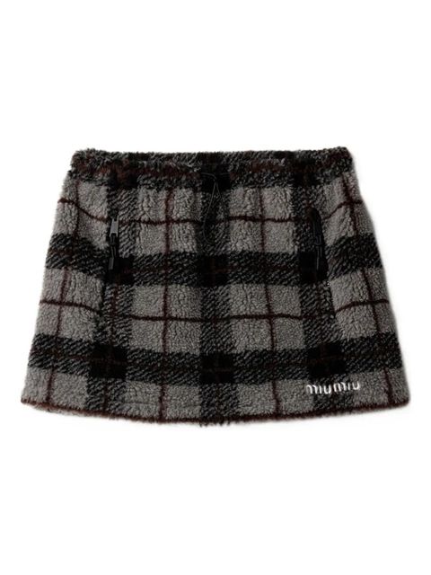 Miu Miu checked-pattern toggle mini skirt - Grey - zdjęcie produktu nr 1