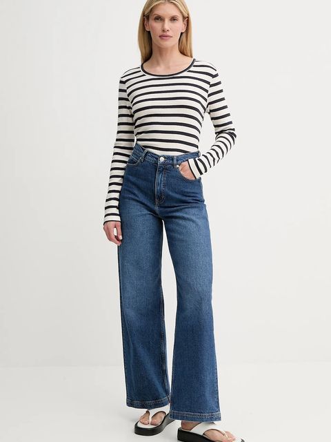 MUNTHE longsleeve bawełniany JOTE kolor beżowy 247112924764 - zdjęcie produktu nr 2