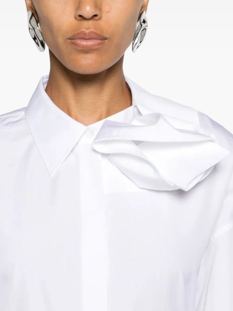 Alexander McQueen Orchid-appliqué poplin shirt - White