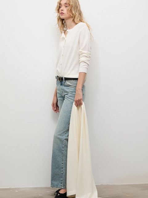 Answear.LAB kardigan z wełny merino z szalem damski kolor beżowy lekki