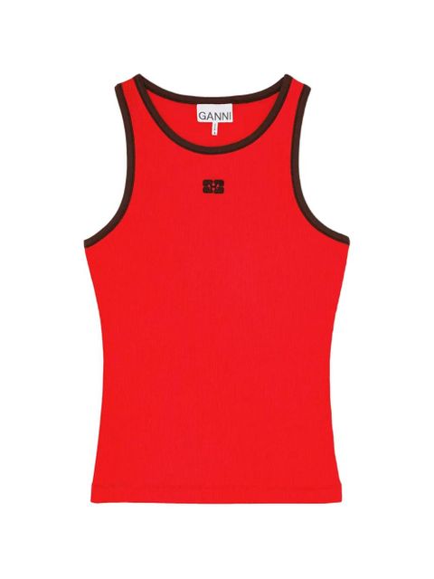GANNI logo-detail tank top - Red - zdjęcie produktu nr 2