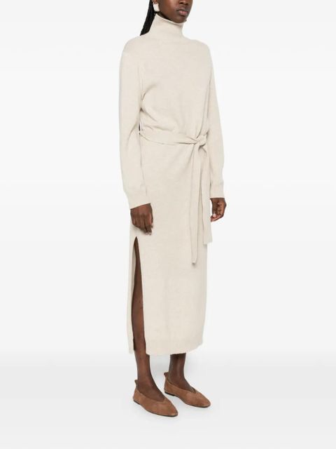 Nanushka turtleneck tie knitted midi dress - Neutrals
