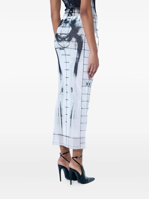 Jean Paul Gaultier abstract-print midi skirt - 0100 BLUE