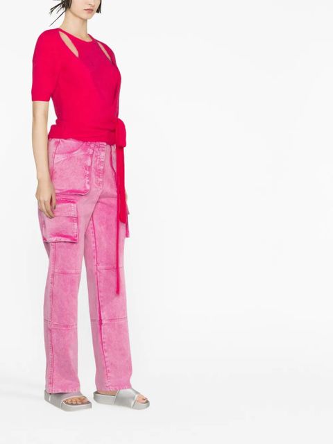 GANNI layered knitted top - Pink