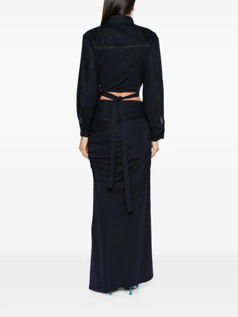 Christopher Esber Sevilla denim wrap cropped top - Blue