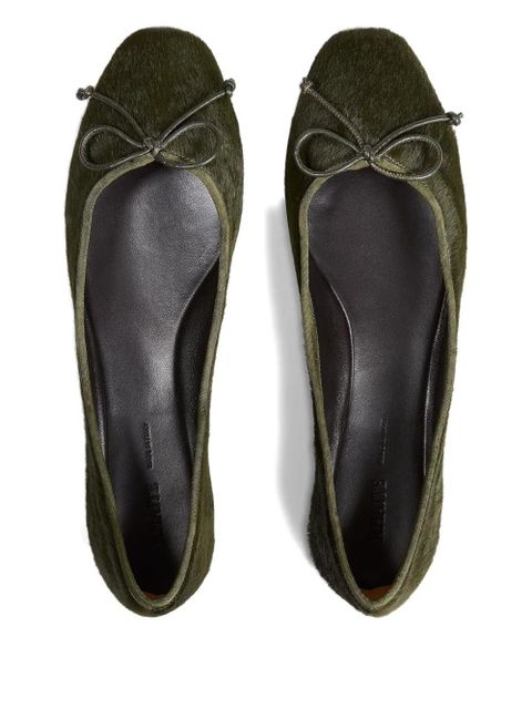 KHAITE haircalf bow ballerina - Green