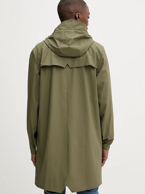 Rains kurtka 12020 Long Jacket kolor zielony przejściowa 12020