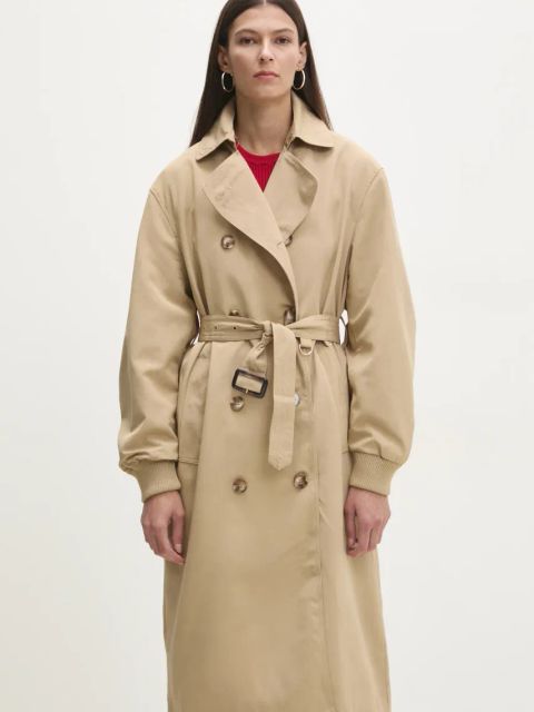 Answear.LAB trencz damski kolor beżowy przejściowy