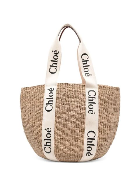 Chloé large Woody logo tote bag - Neutrals - zdjęcie produktu nr 1