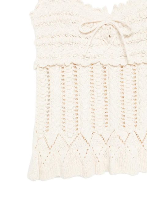 ISABEL MARANT Neves ribbon crochet tank top - Neutrals