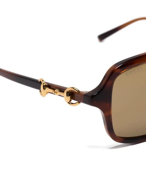 Gucci Eyewear pilot-frame horsebit-detail sunglasses - Brown