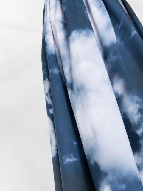 Alexander McQueen cloud photographic-print pleated skirt - Blue