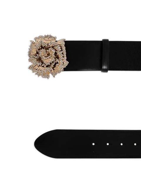 Alexander McQueen floral-buckle belt - Black
