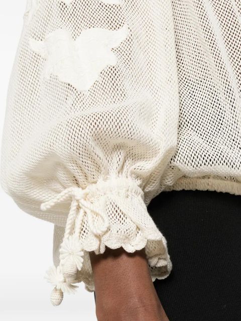ISABEL MARANT floral appliqué blouse - Neutrals