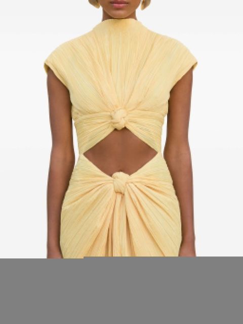 Cult Gaia knot-detail pleated midi dress - Yellow - zdjęcie produktu nr 1