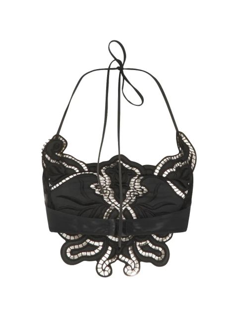 Blumarine butterfly-embroidered halterneck top - Black - zdjęcie produktu nr 2