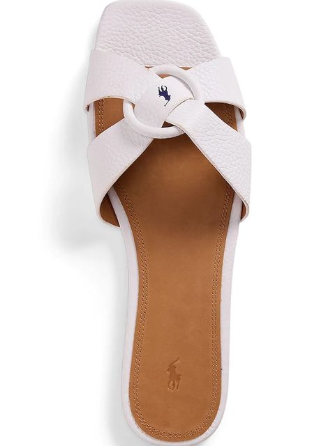 Polo Ralph Lauren klapki skórzane Plo Rng Br Sandal damskie kolor biały 818955858004