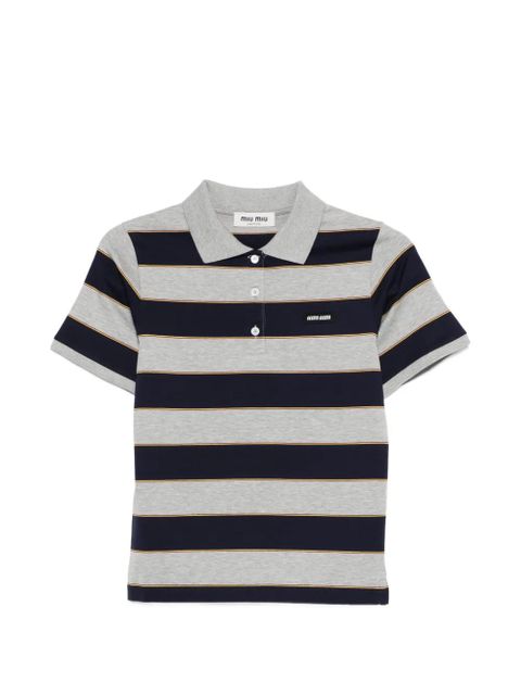 Miu Miu striped logo polo top - Grey - zdjęcie produktu nr 1
