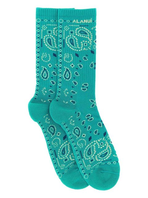 Alanui bandana ribbed socks - Green - zdjęcie produktu nr 1