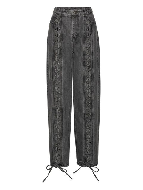 ROTATE BIRGER CHRISTENSEN laced-leg cotton pants - Grey - zdjęcie produktu nr 1
