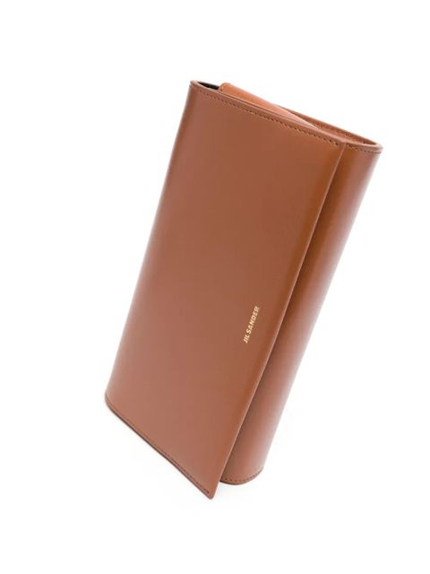 Jil Sander logo-print leather shoulder bag - Brown