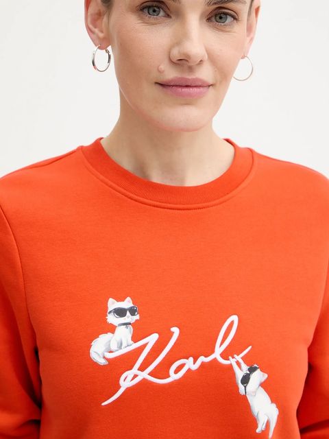Karl Lagerfeld bluza IKON SIGNATURE damska kolor pomarańczowy z nadrukiem B1W20031
